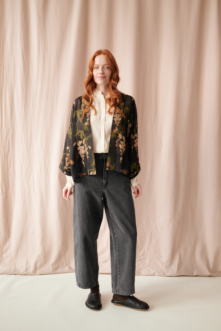 Wisteria Black Kimono