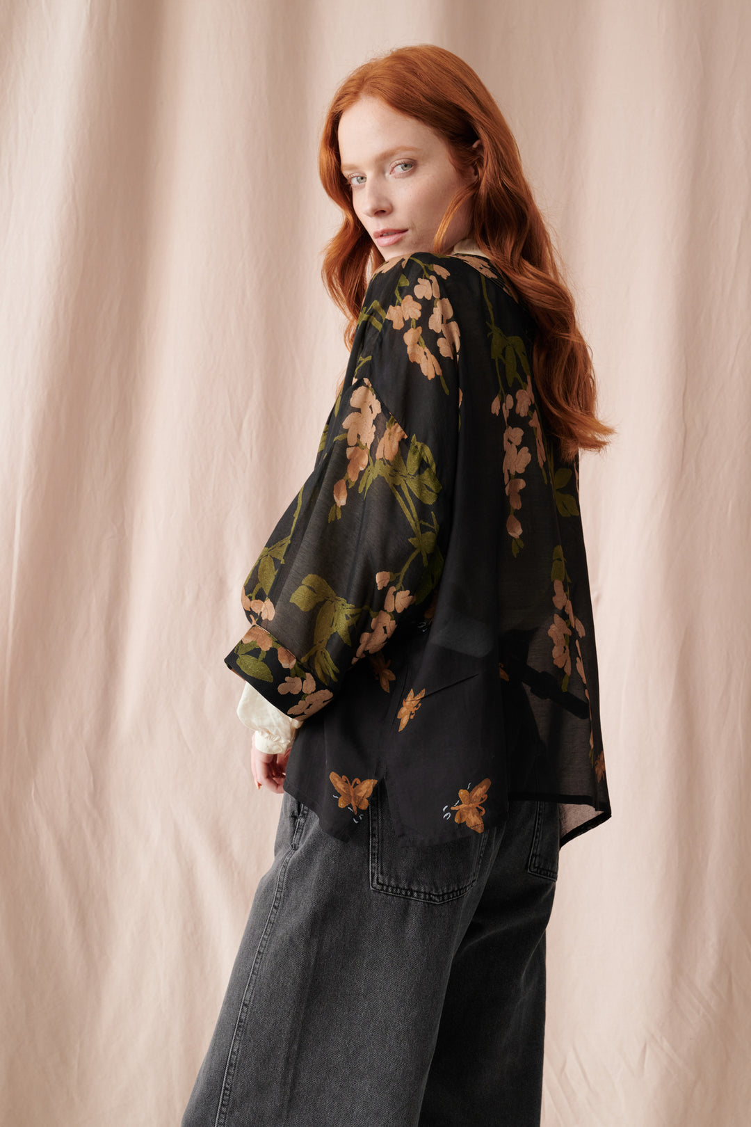 Wisteria Black Kimono