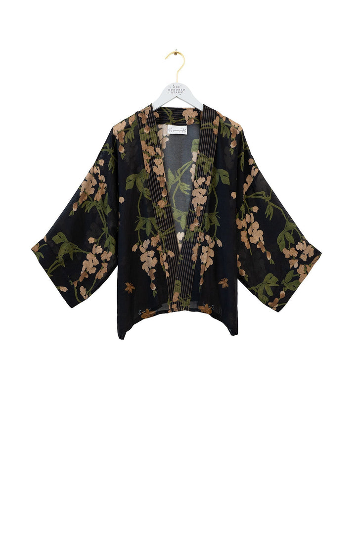 Wisteria Black Kimono
