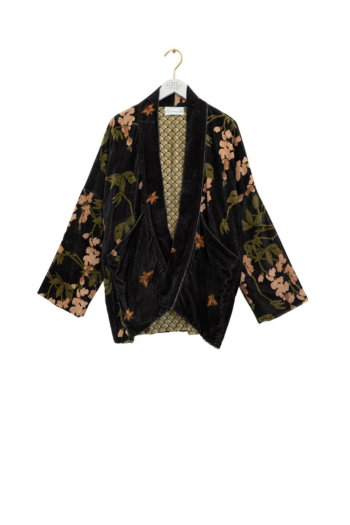 Wisteria Black Velvet Pocket Jacket