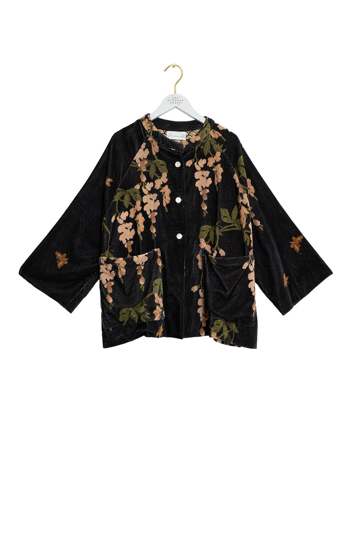 Wisteria Black Velvet Jacket
