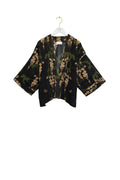 Wisteria Black Wool Kimono