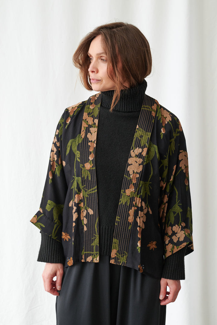 Wisteria Black Kimono