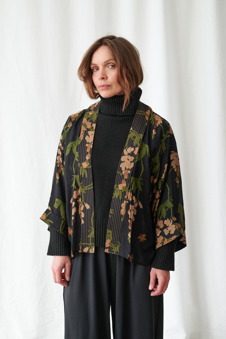 Wisteria Black Kimono