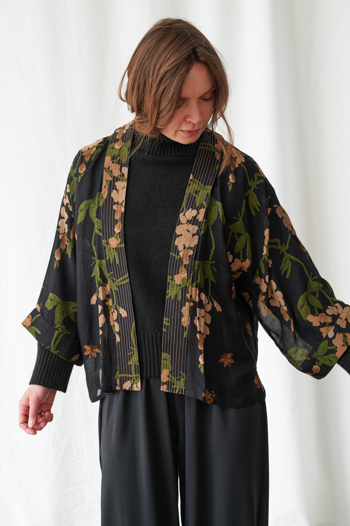 Wisteria Black Kimono