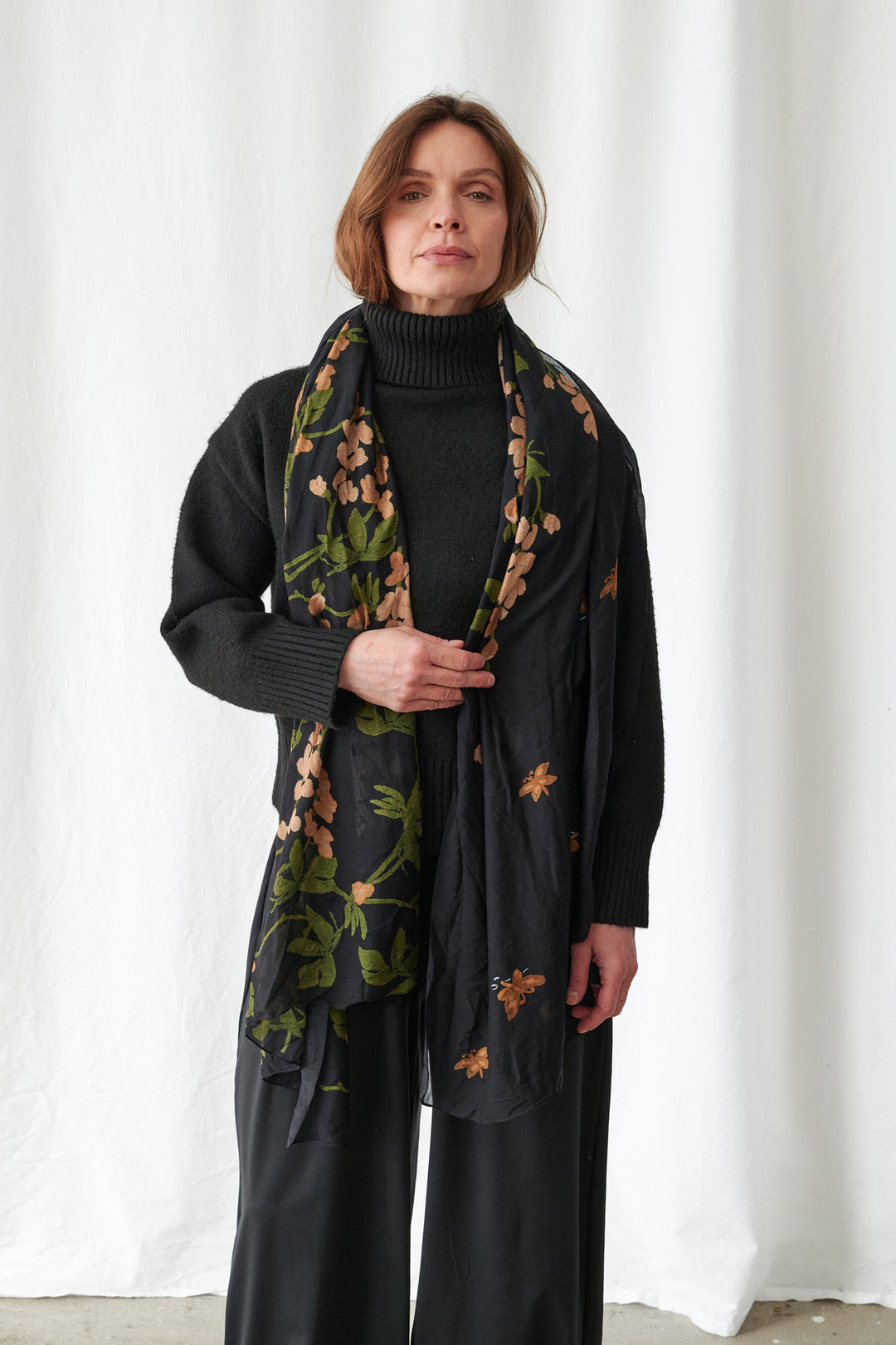 Wisteria Black Scarf