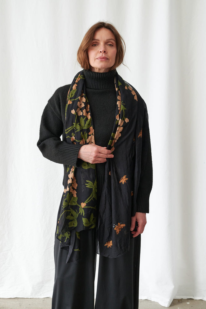 Wisteria Black Scarf