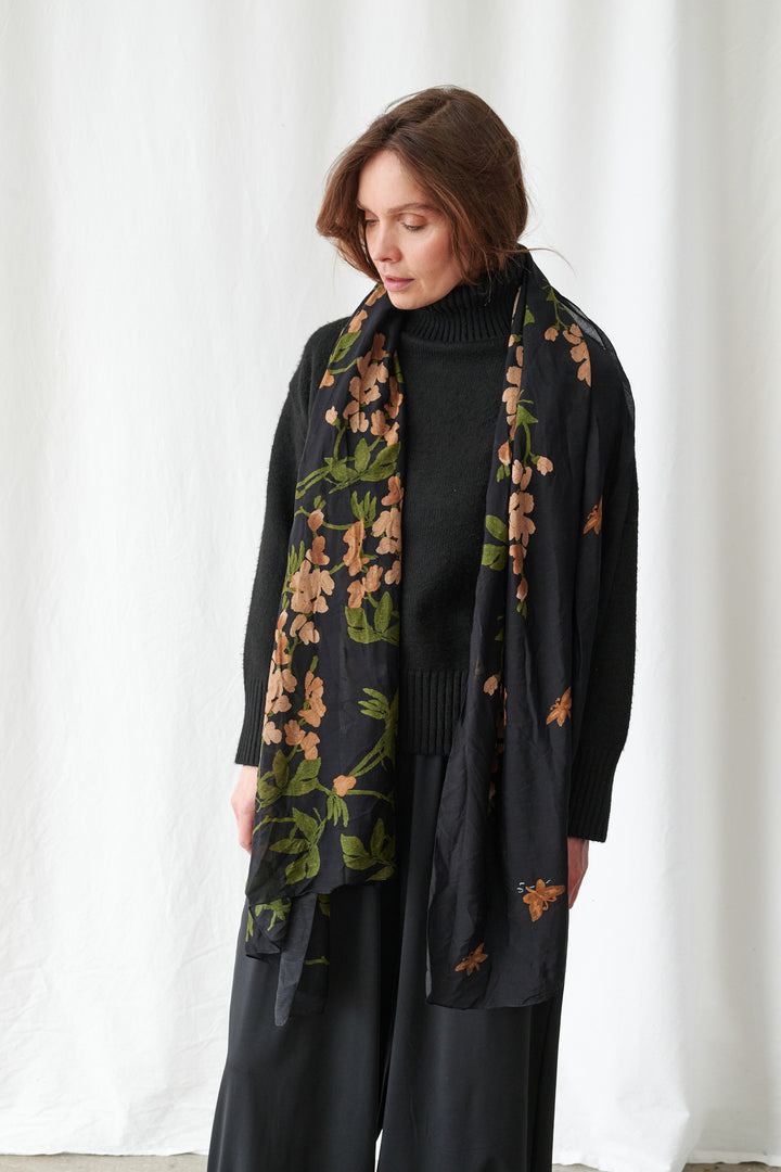 Wisteria Black Scarf