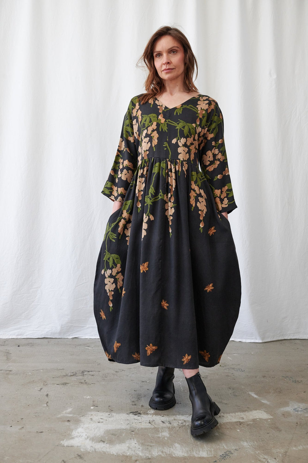 Wisteria Black Tulip Dress
