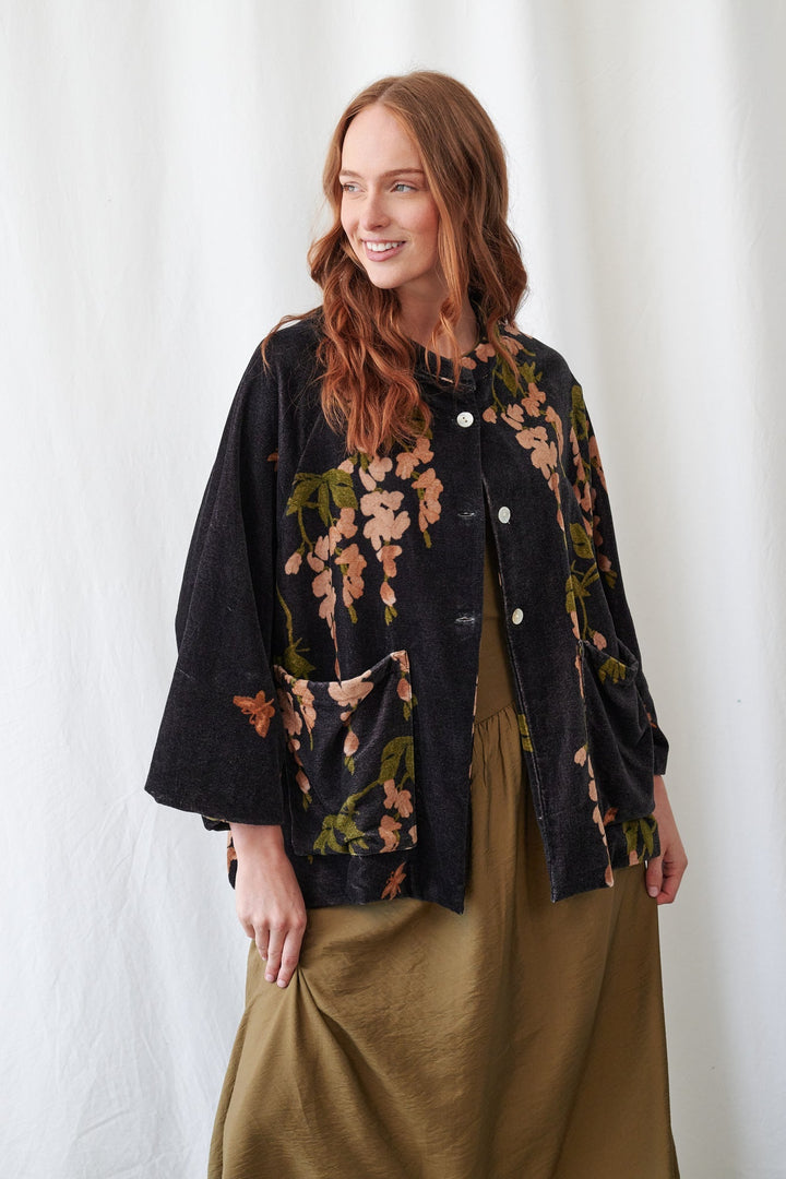 Wisteria Black Velvet Jacket