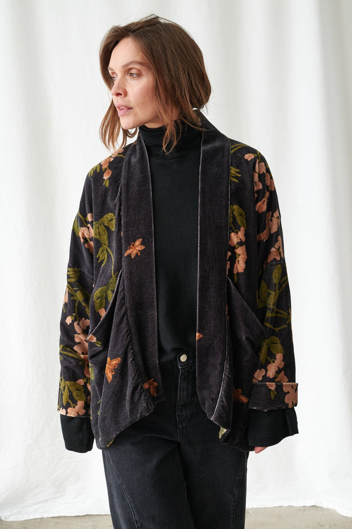 Wisteria Black Velvet Pocket Jacket
