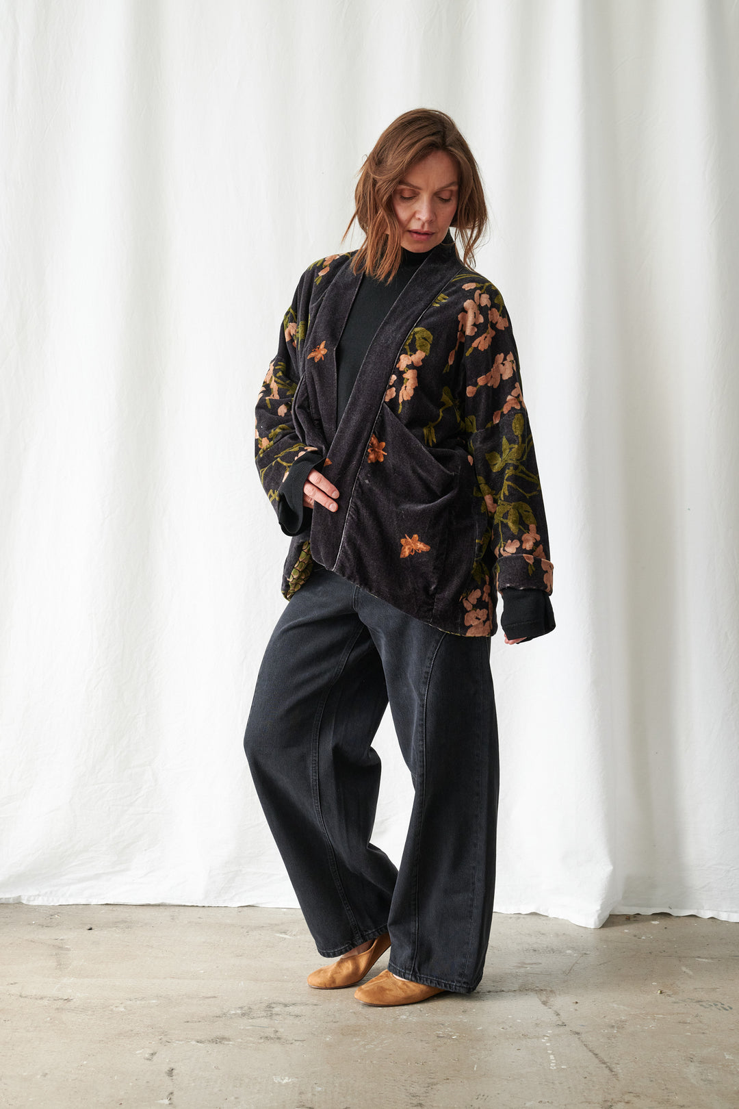 Wisteria Black Velvet Pocket Jacket