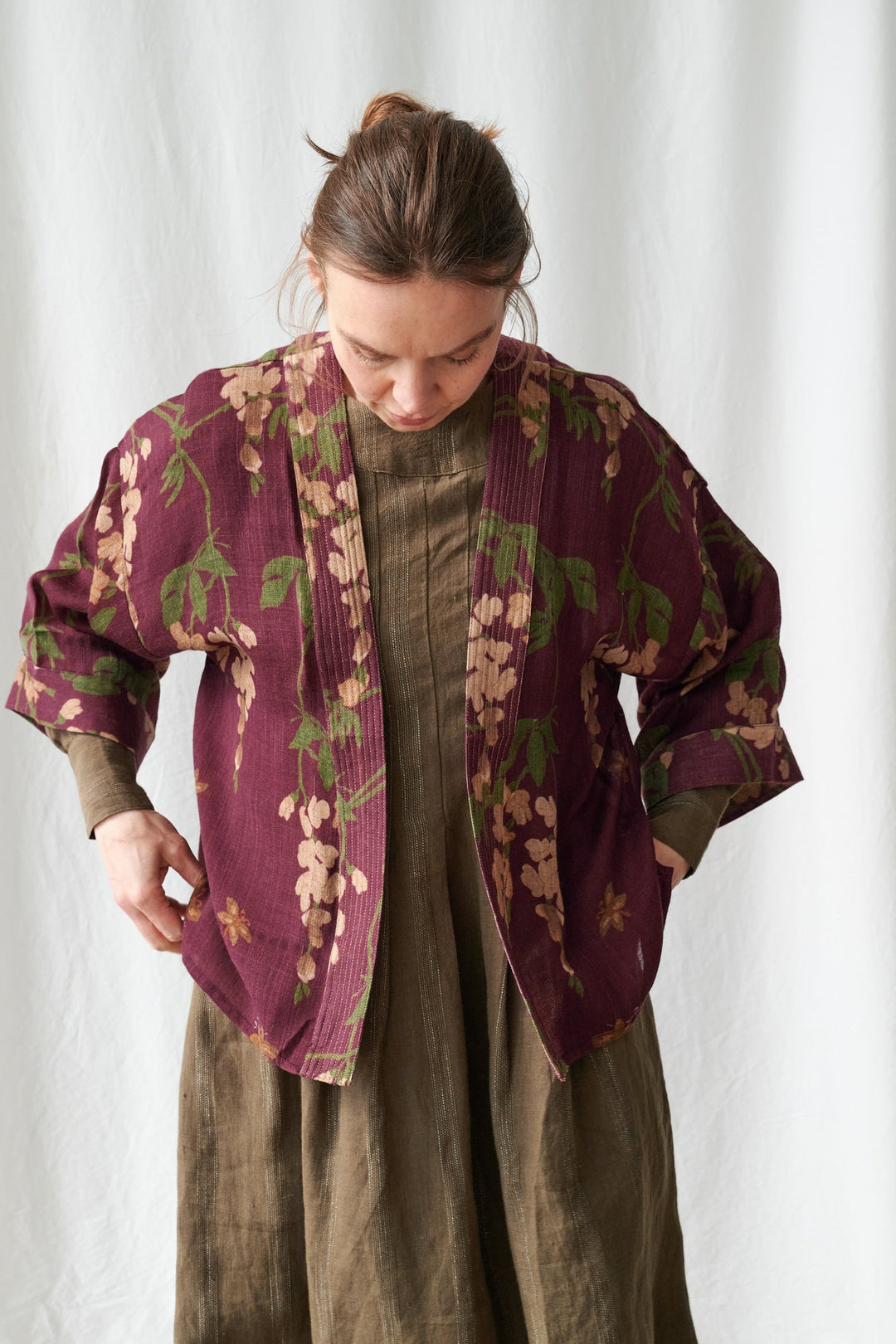 Wisteria Plum Wool Kimono