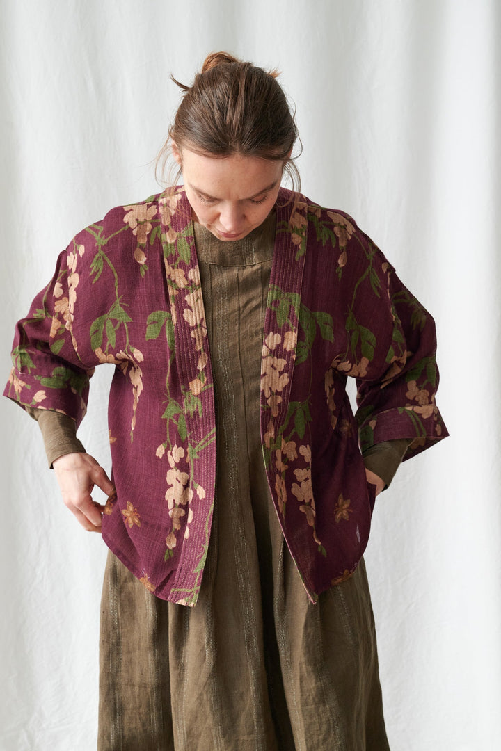 Wisteria Plum Wool Kimono