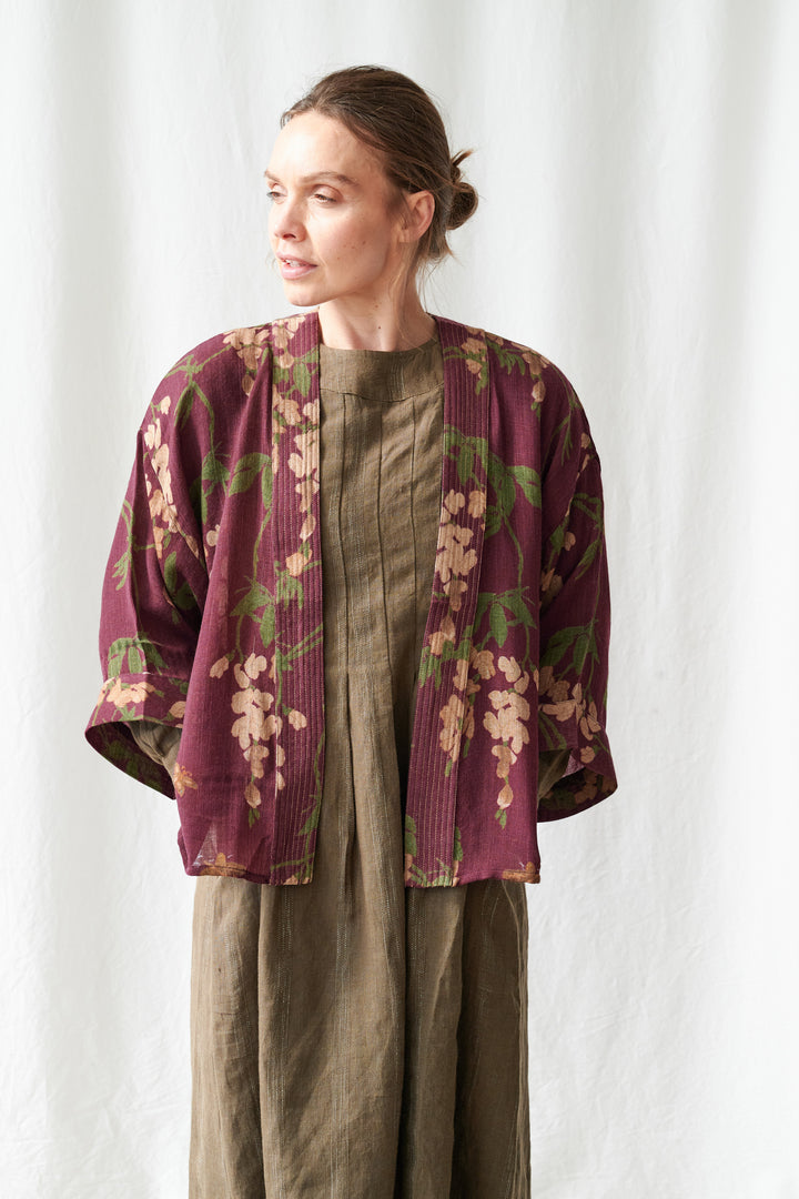 Wisteria Plum Wool Kimono