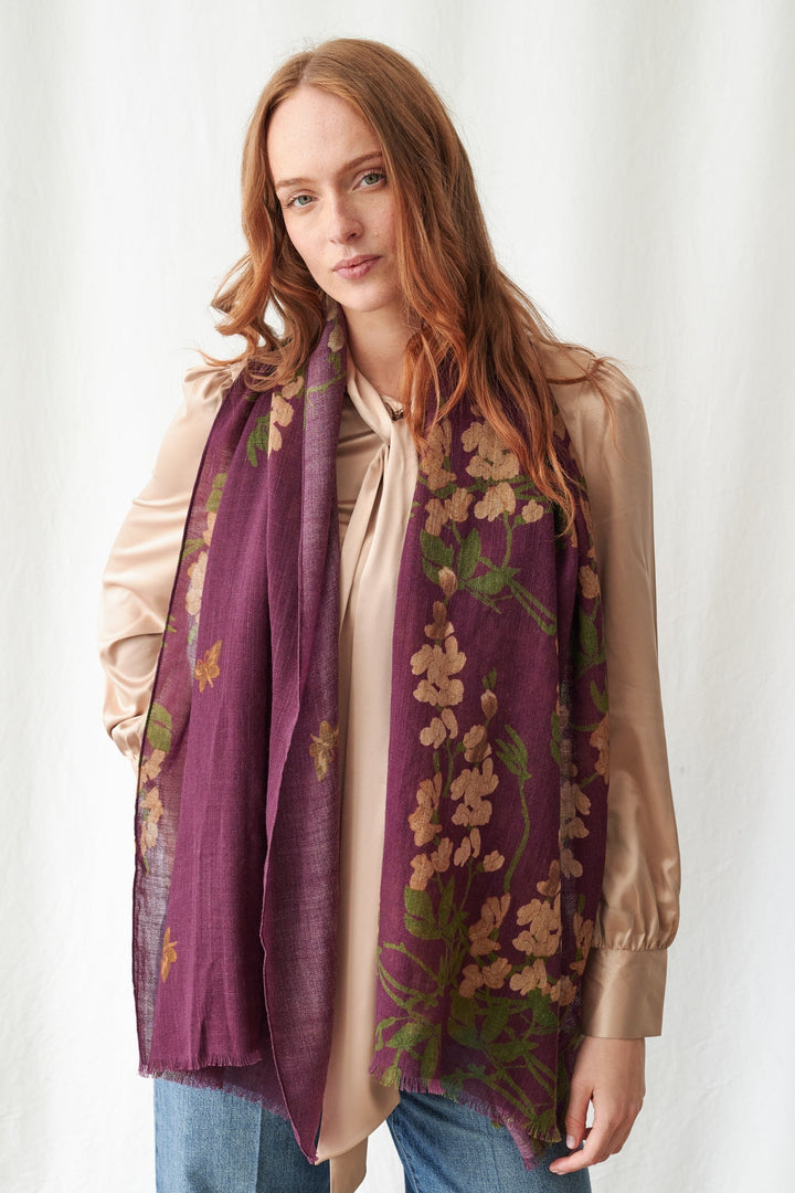 Wisteria Plum Wool Scarf