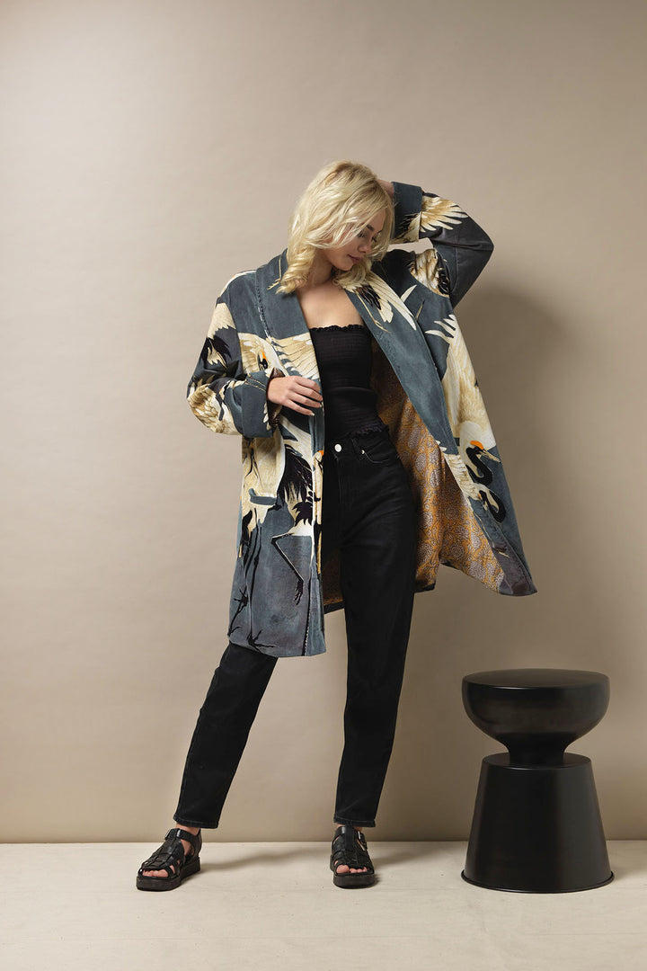 Stork Slate Velvet Boyfriend Jacket