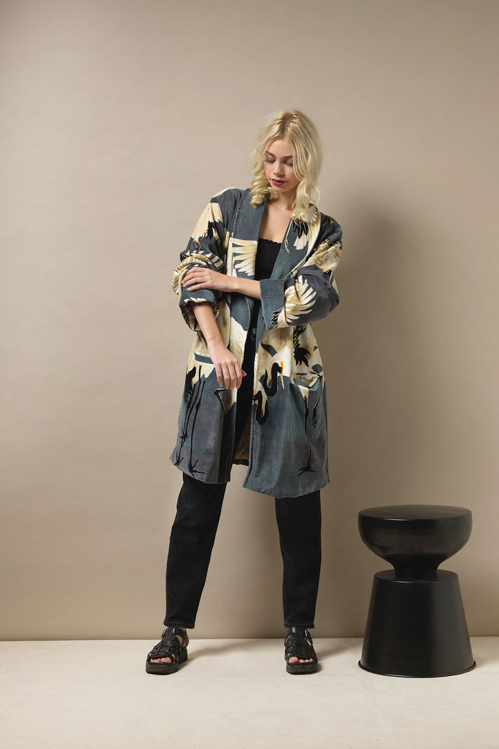 Stork Slate Velvet Boyfriend Jacket