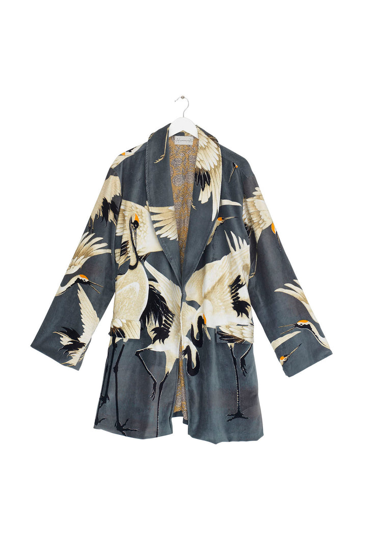 Stork Slate Velvet Boyfriend Jacket