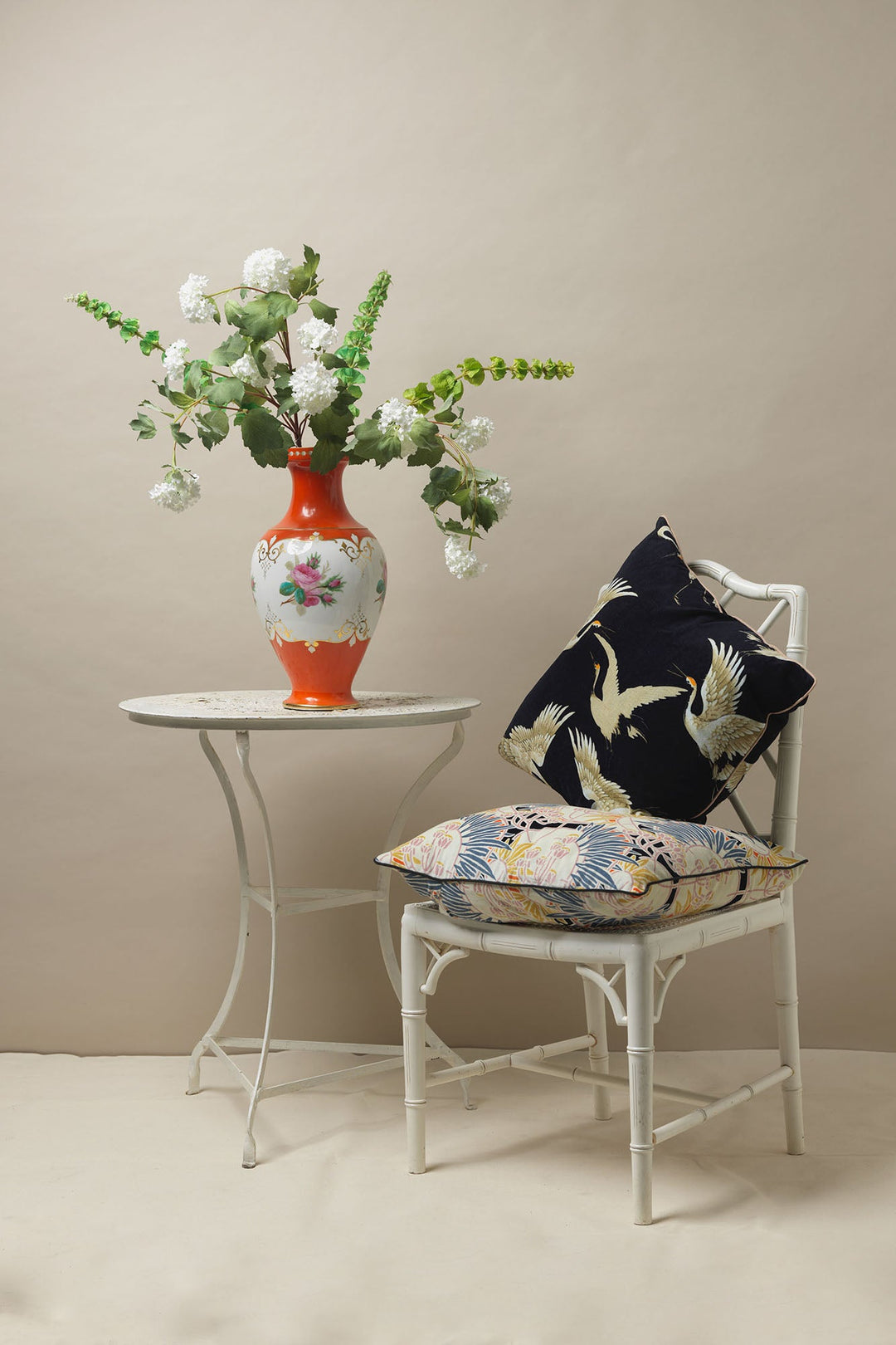 The One Hundred Stars Stork Crane Black and White Square Velvet Cushions is perfect for updating your rooms to this seasons must have prints. 