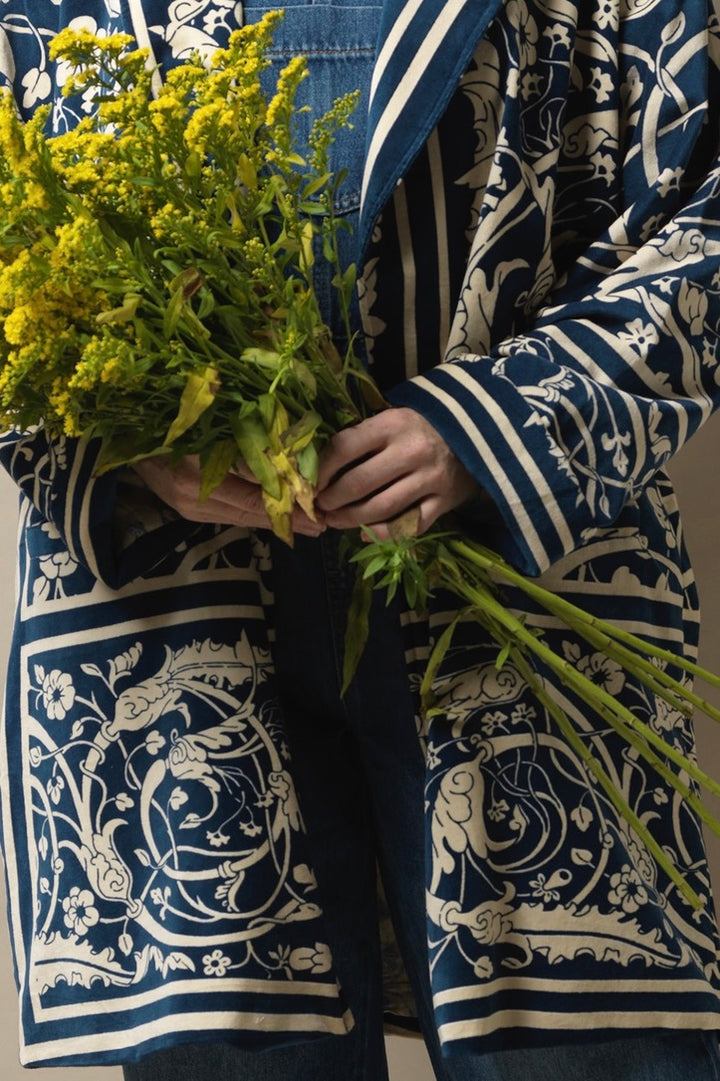 Jaipur Blue Velvet Boyfriend Jacket
