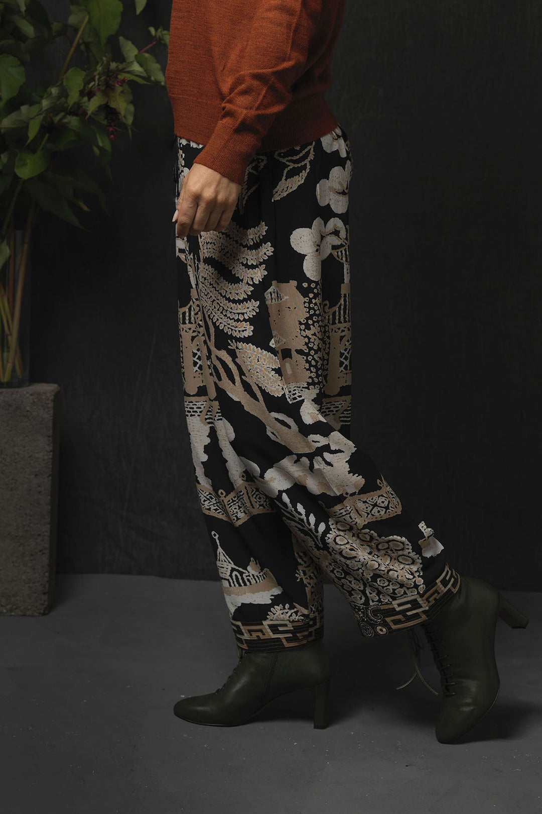 One Hundred Stars Giant Willow Black Crepe Lounge Pants- These versatile cropped wide leg bottoms make the perfect lounge wear and have a super soft fit and feel making them ideal for a relaxed look.
