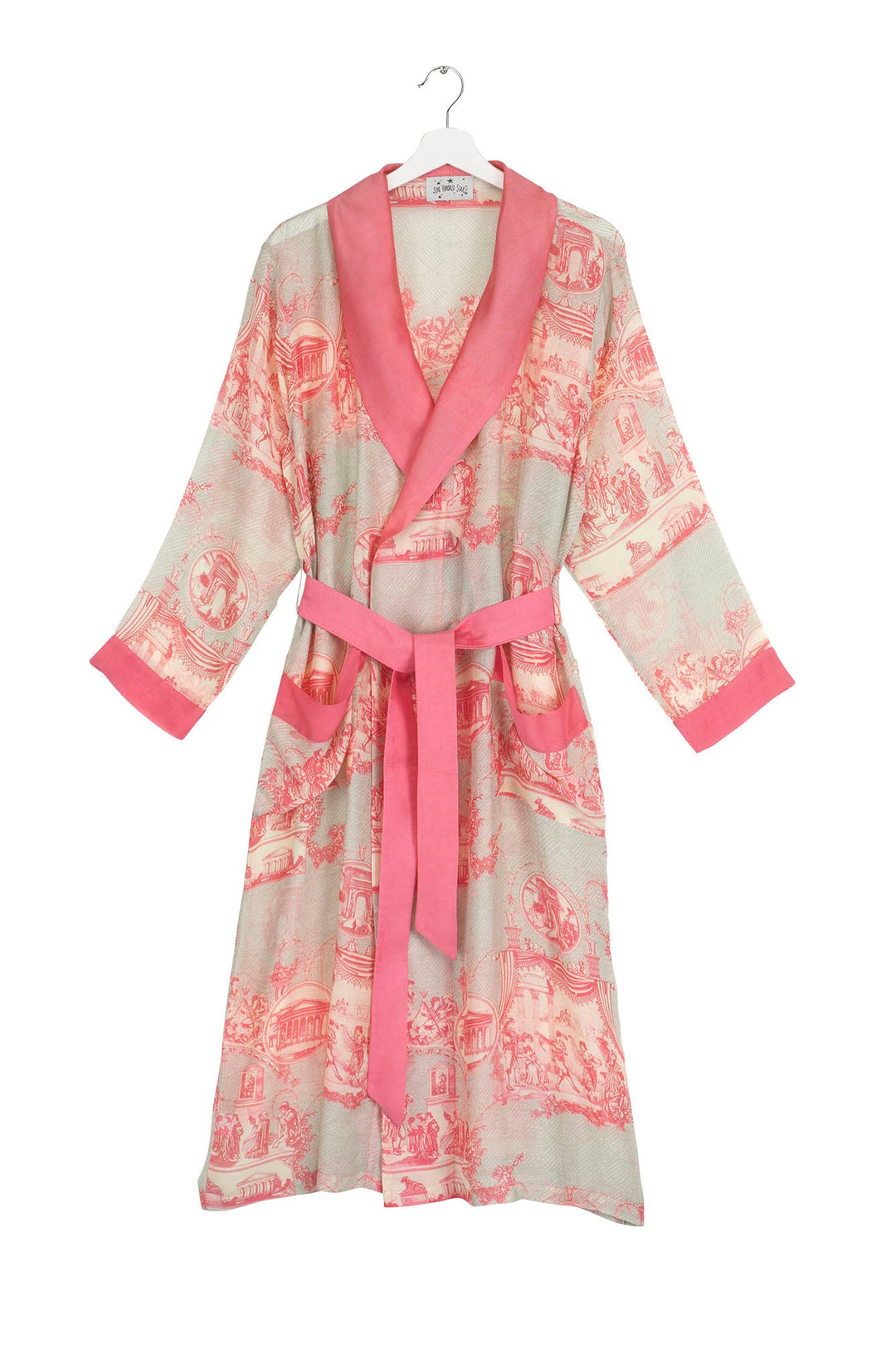 Vintage French Toile De Jouy Pink Dressing Gown