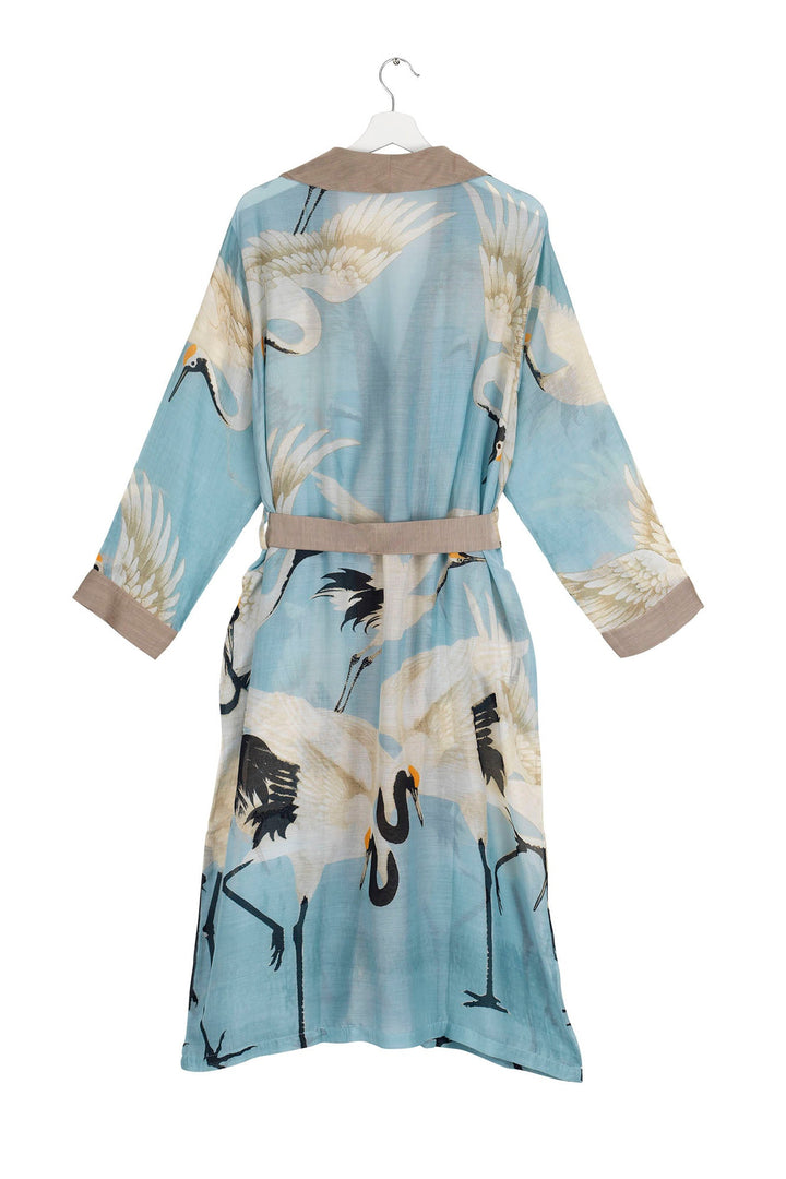 One Hundred Stars Stork Crane Sky Blue Dressing Gown