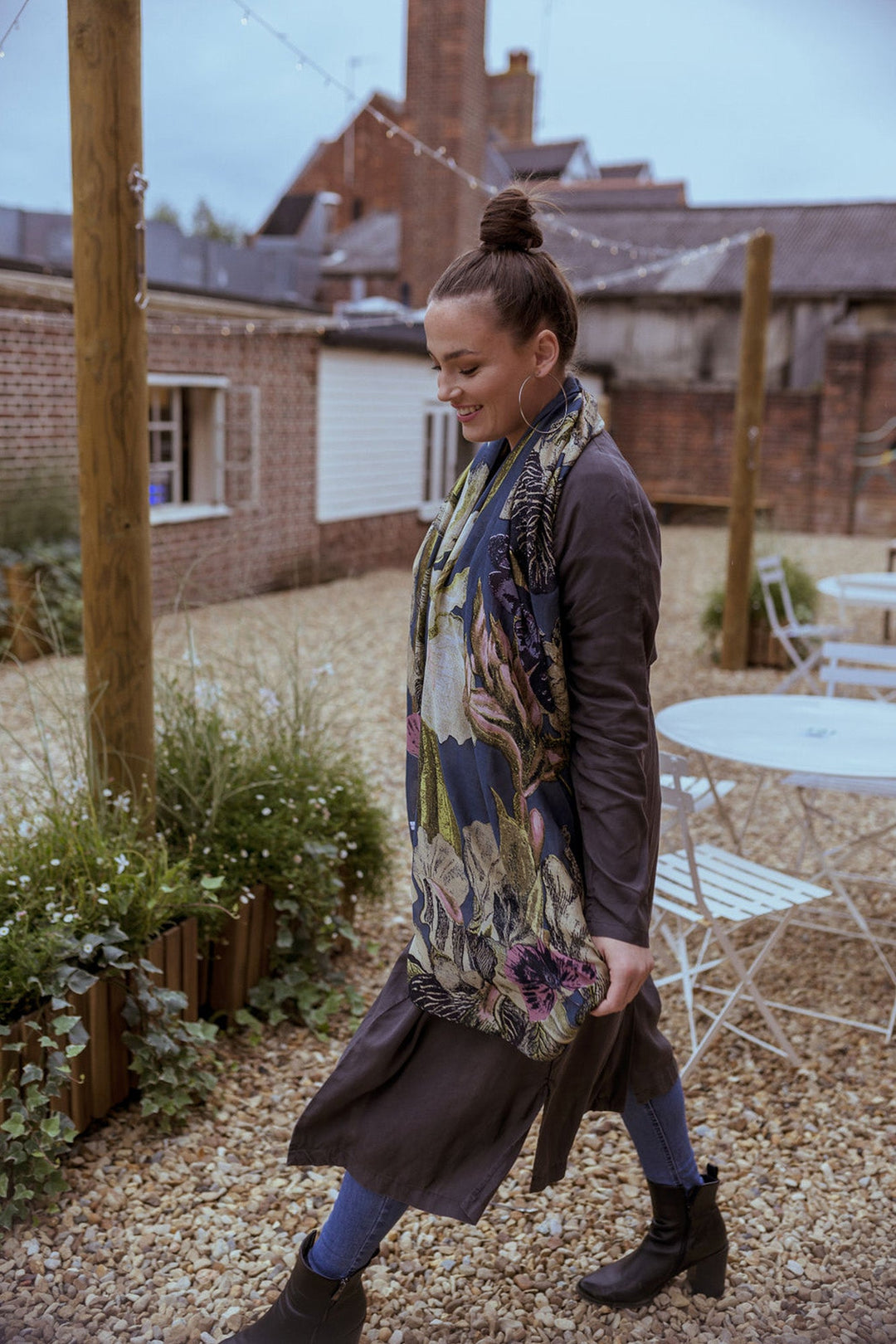 KEW Iris Blue Scarf- Our scarves are a full 100cm x 200cm making them perfect for layering in the winter months or worn as a delicate cover up during the summer seasons.