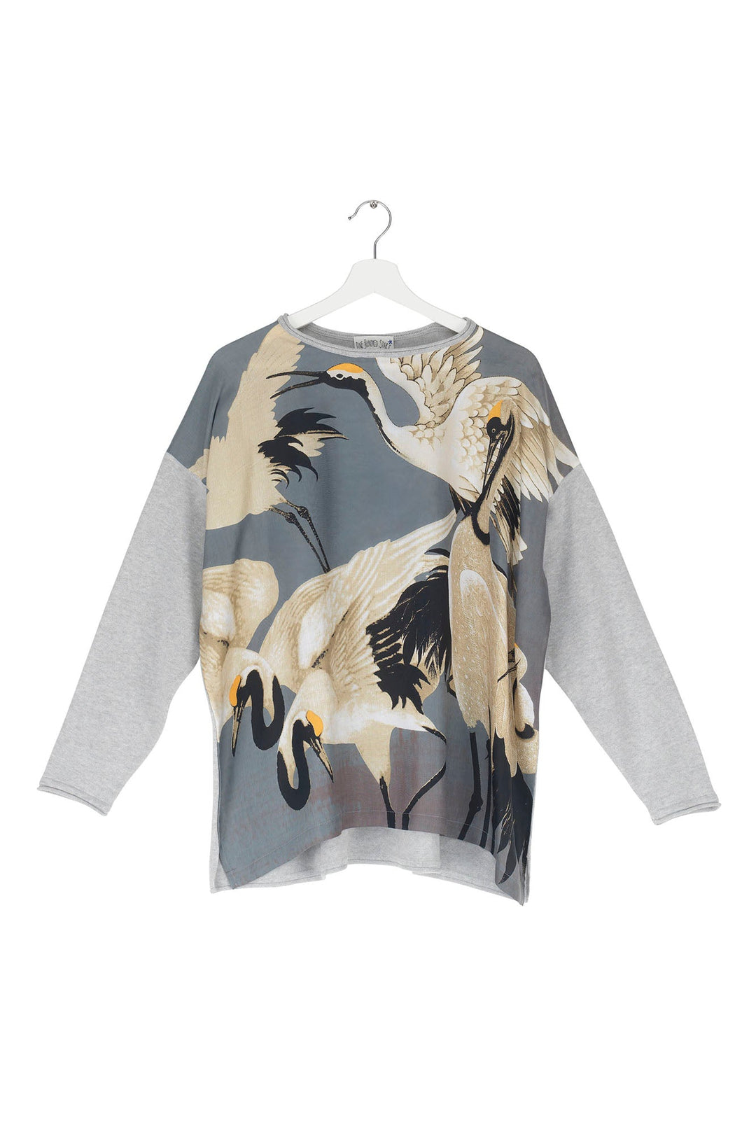 One Hundred Stars Stork Crane Slate Grey - Storks and cranes have been a major art deco trend in both fashion and interiors and this Stork Grey Cotton Jumper is perfect for anyone looking for something chic, stylish and in vogue!