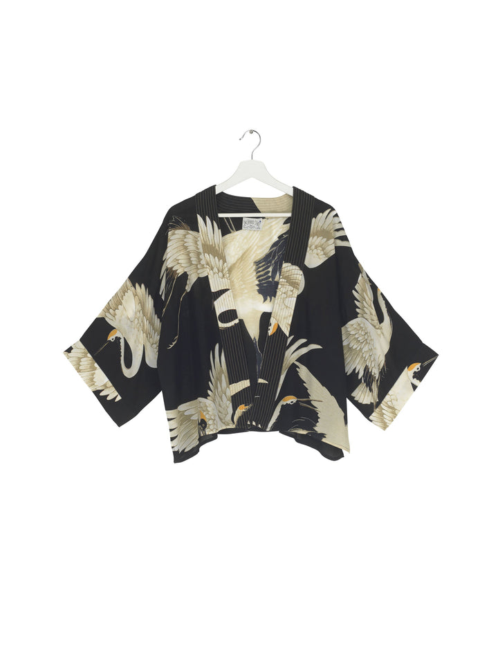 Stork Black Crepe Kimono