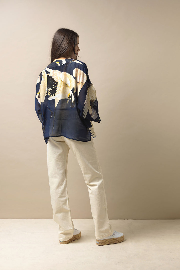 Stork Navy Kimono