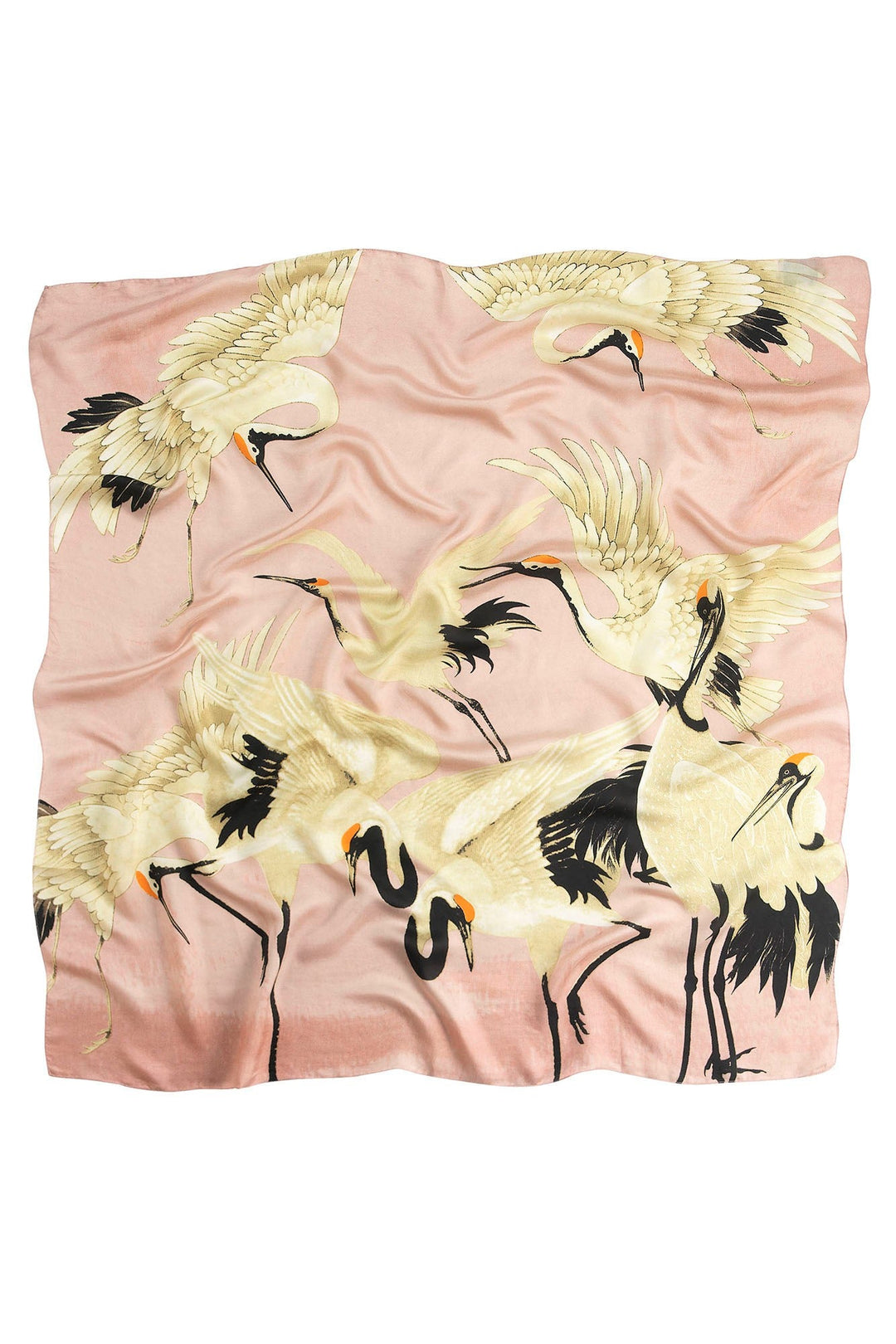 One Hundred Stars Stork Plaster Pink Silk Square Scarf- 100% silk, 100% hand screen printed and a whole 100cm x 100cm of print, this silk scarf oozes luxury whether you wear it knotted around your neck, as a headscarf or fastened around the handle of your favourite handbag.