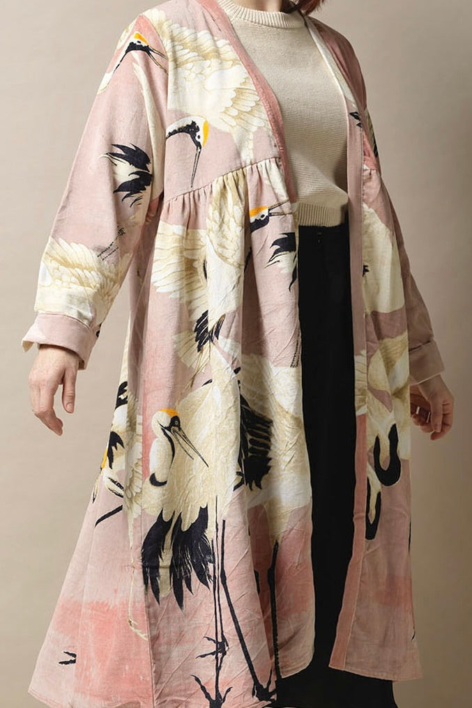 Stork Pink Velvet Duster Coat