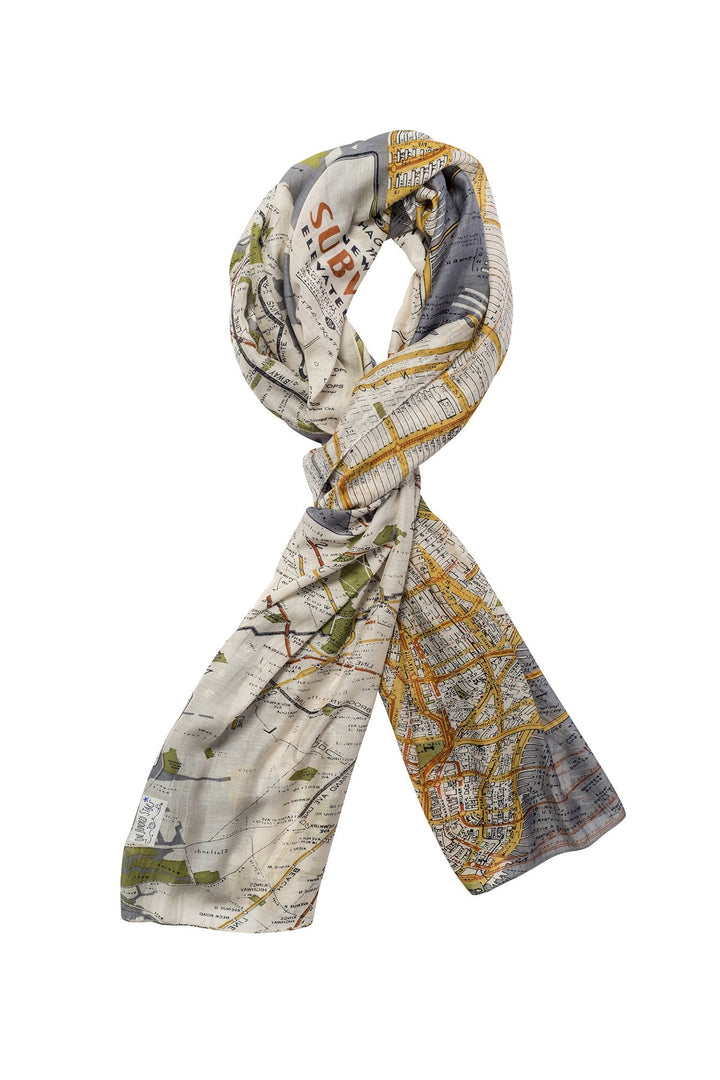 One Hundred Stars New York City Grey Map Scarf- Our scarves are a full 100cm x 200cm making them perfect for layering in the winter months or worn as a delicate cover up during the summer seasons.