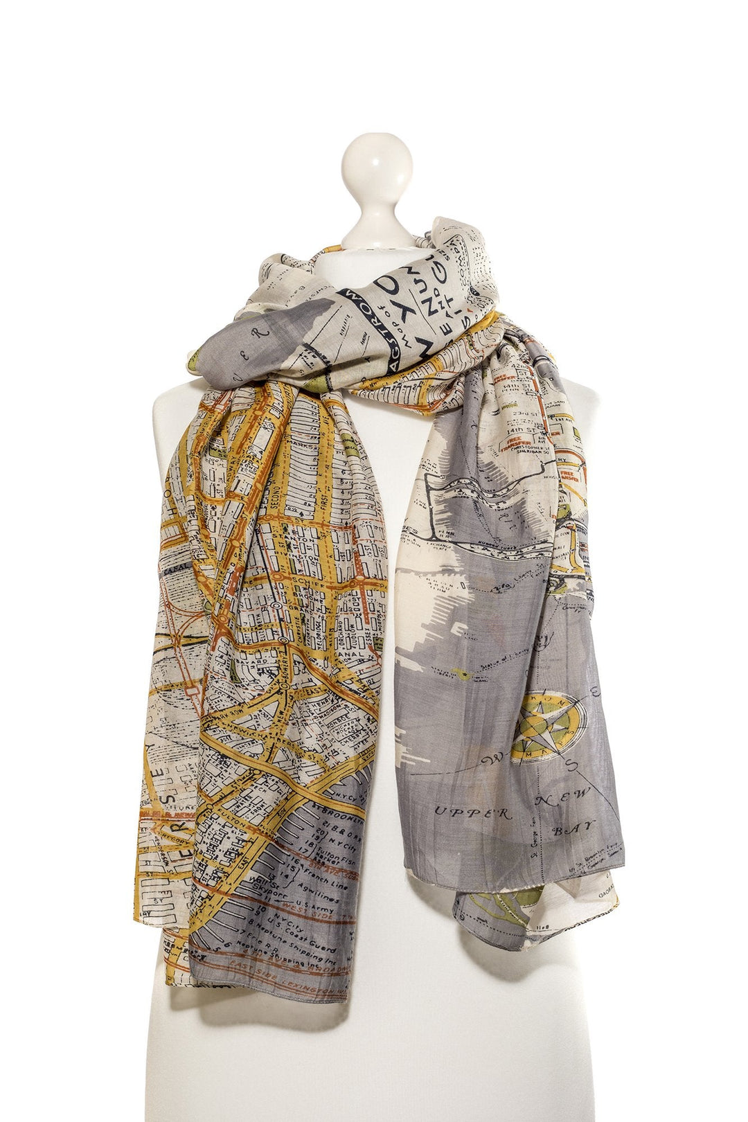 New York City Grey Map Scarf